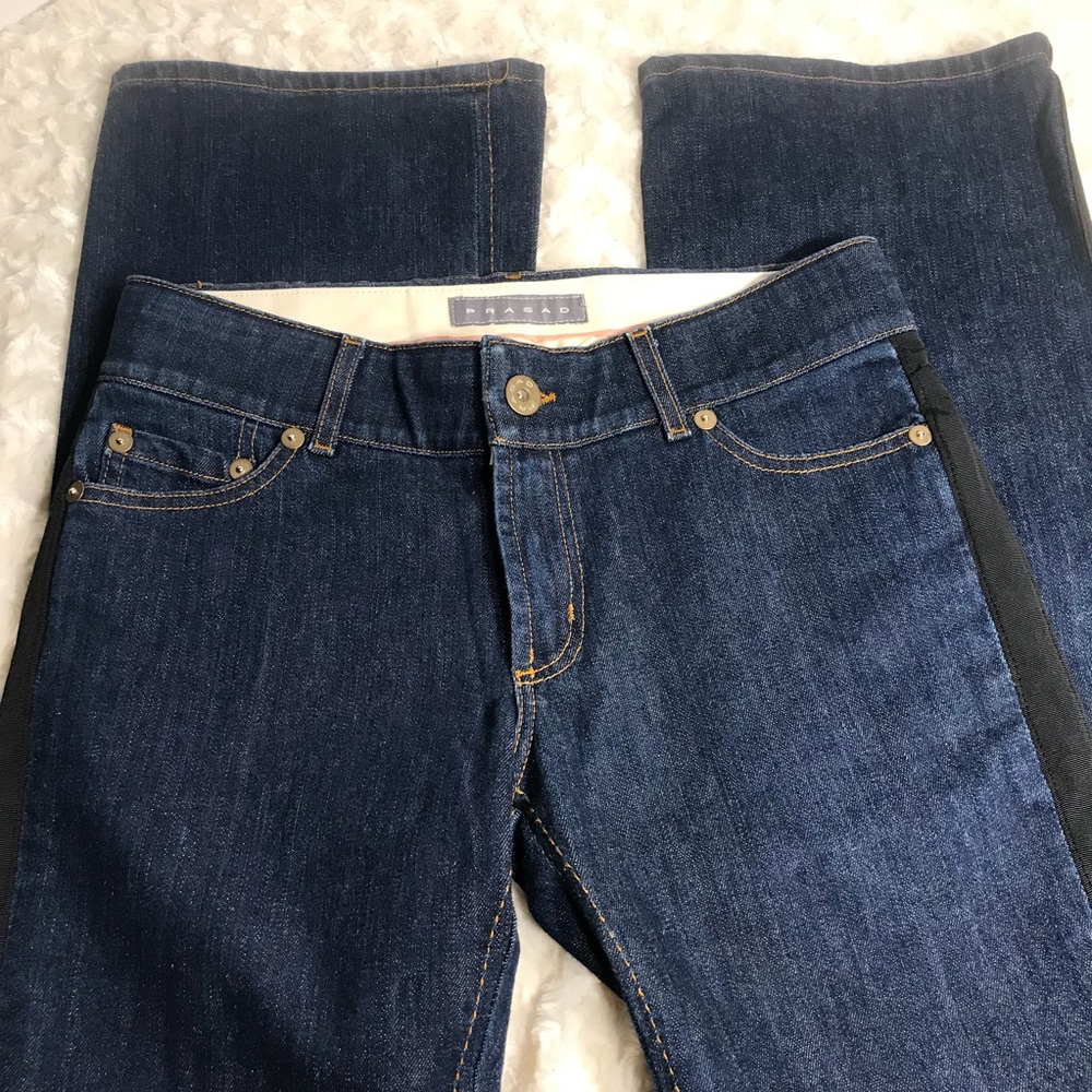 PRASAD tuxedo striped denim 27x34 NWOT